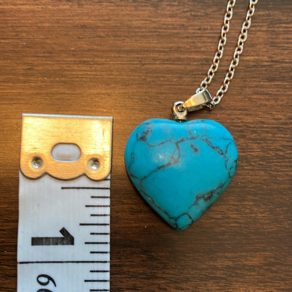 Turquoise Heart Pendant with Chain - Picture 5 of 5